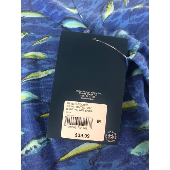 Magellan Outdoors Pro Print Short Sleeve Fishing Polo Shirt Men's Size M Blue - Picture 8 of 8